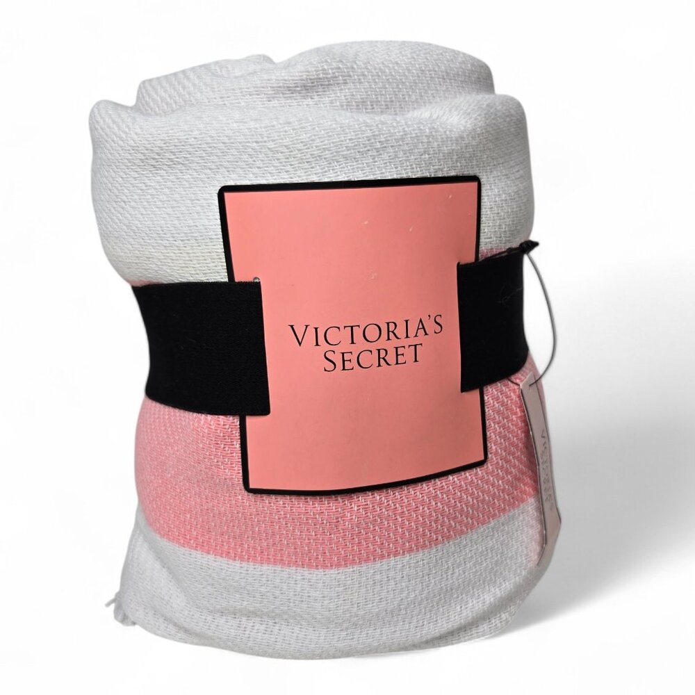 NWT‎ Victoria's Secret Stripe Blanket Pink Yellow Festival Beach Picnic Throw